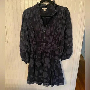 Joie Lace Trimmed Dark Blue floral mini dress